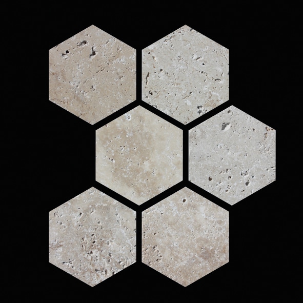 MOSAIQUE TRAVERTIN HEXAGONES 5.5x5.5 CM