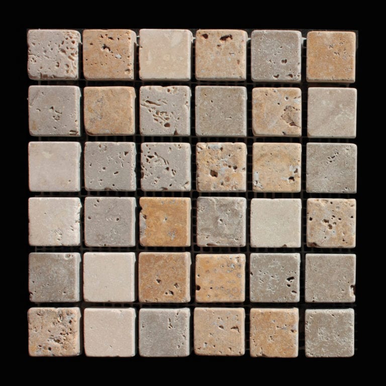 MOSAIQUE TRAVERTIN MIX 3 COULEURS 2,3 x 2,3 CM