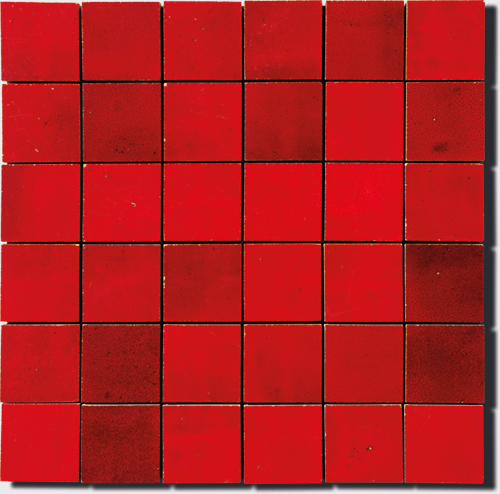 mosaïque en zellige 30 x 30cm en rouge