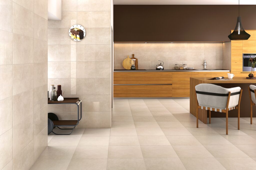 carrelage sol cuisine effet béton beige manhattan 45X45