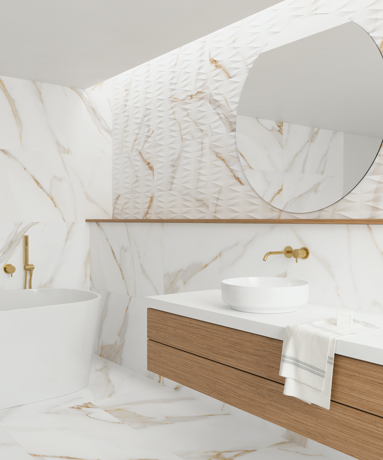 Carrelage d'exception effet marbre DECO CALACATTA GOLD 45x90