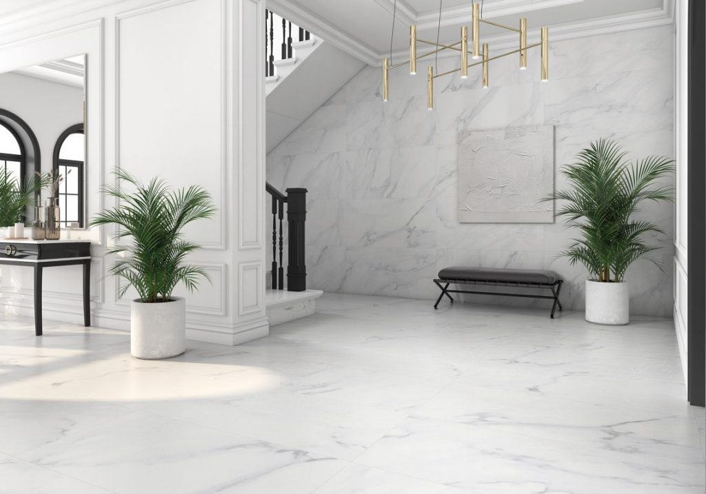 Carrelage imitation marbre blanc MONTCLAIR 60x120