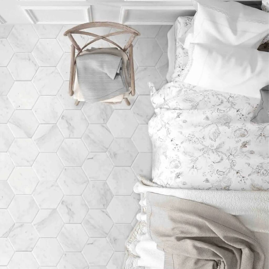 Carrelage hexagonal effet marbre 15 x 17