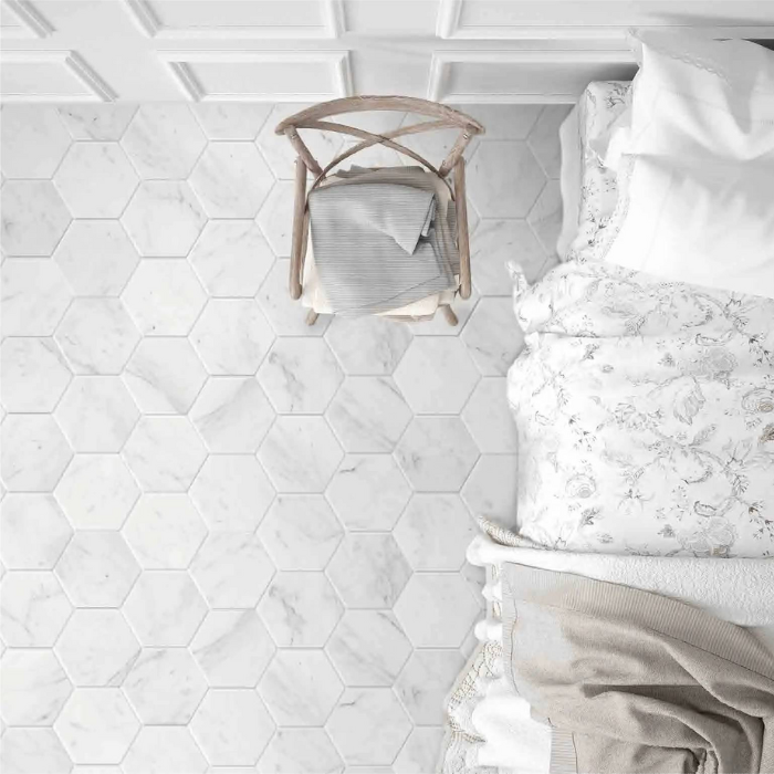 Carrelage hexagonal effet marbre 15 x 17