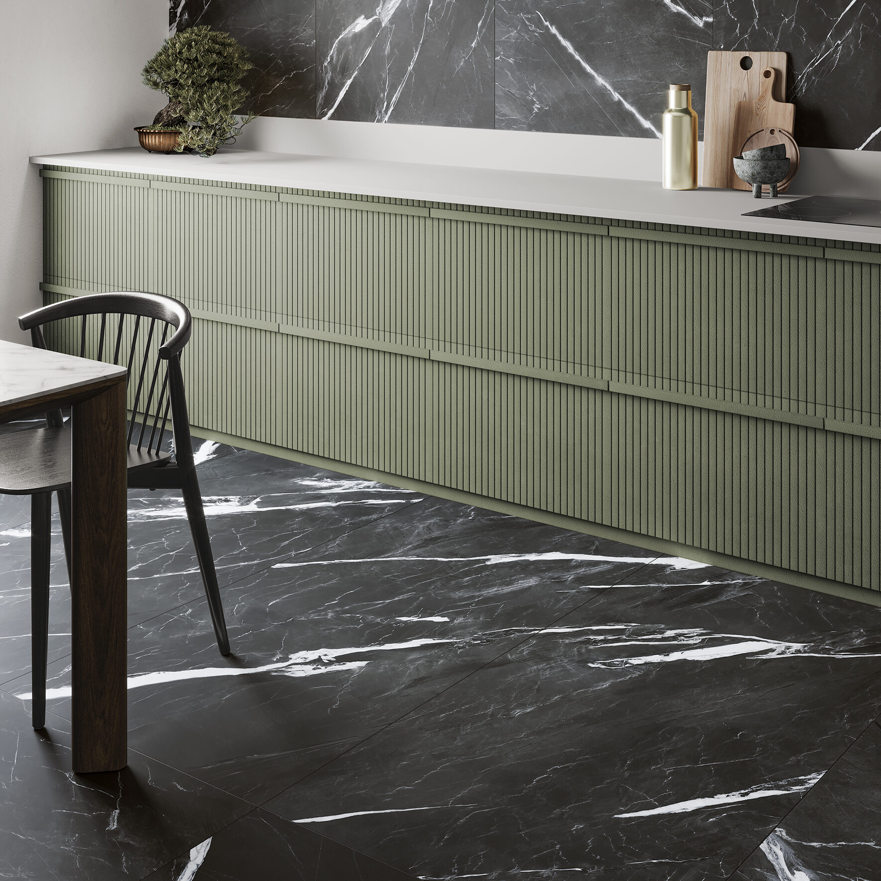 Carrelage effet marbre noir MONTBLACK 45x90