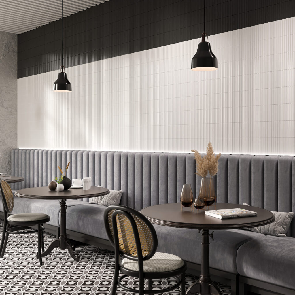 Carrelage ligne noir et blanc PISA 15x30