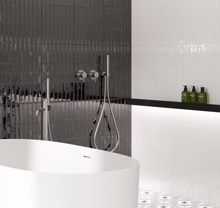 Carrelage ligne noir et blanc ROMA 15x30