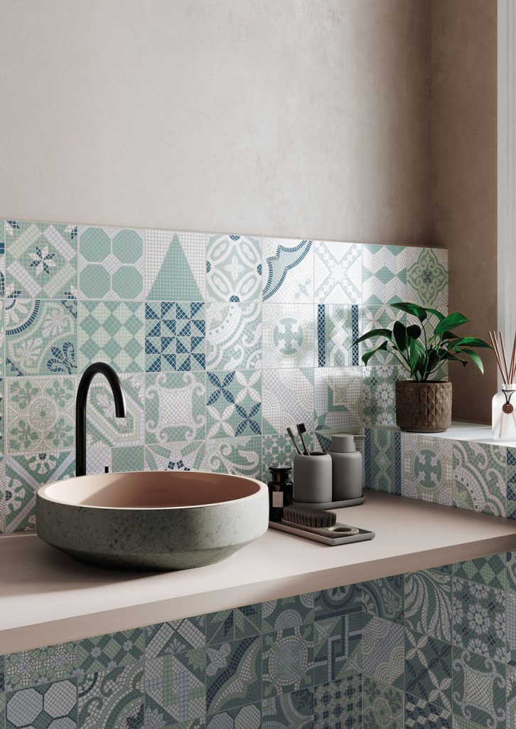 Tessela carrelage mural effet patchwork 16.5x16.5 vert