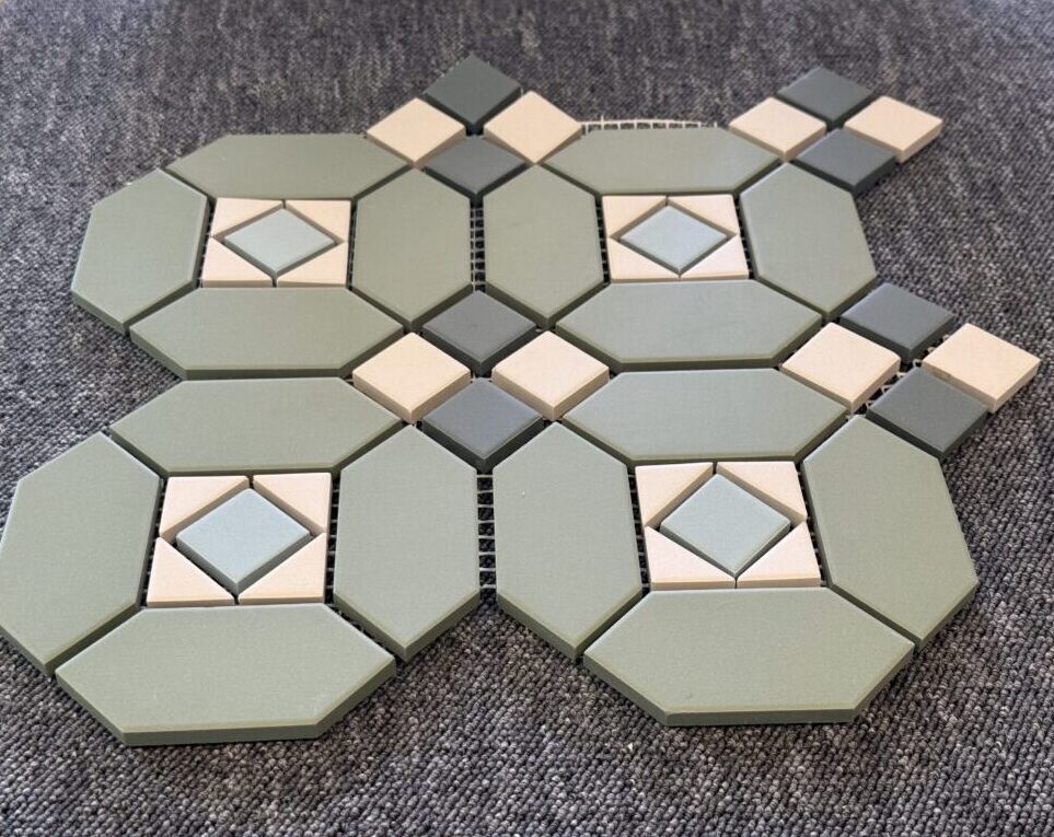 Carreaux Victorian à motif géométrique mosaïque BERGEN GREEN 29.5x29.5
