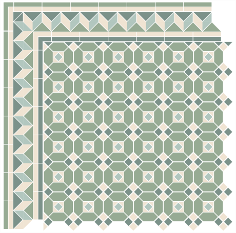 Carreaux Victorian à motif géométrique mosaïque BERGEN GREEN 29.5x29.5