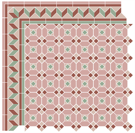 Carreaux Victorian à motif géométrique mosaïque BERGEN PINK 29.5x29.5