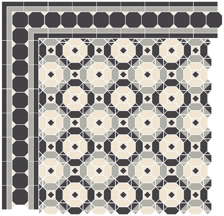 Carreaux Victorian à motif géométrique mosaïque HAMBURG 29.6x29.6