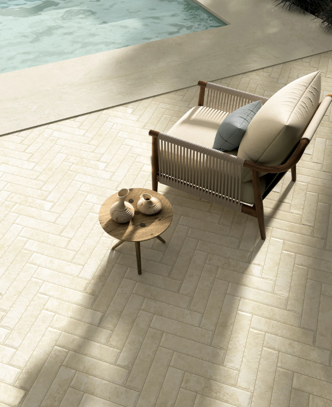 Carrelage en 2 cm extérieur effet pierre FOSSIL 7.5x30